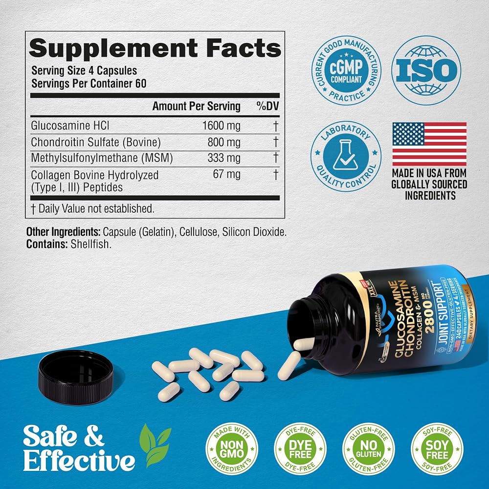 NUTRAHARMONY Glucosamine Chondroitin MSM Collagen - 240 Capsules - image 8