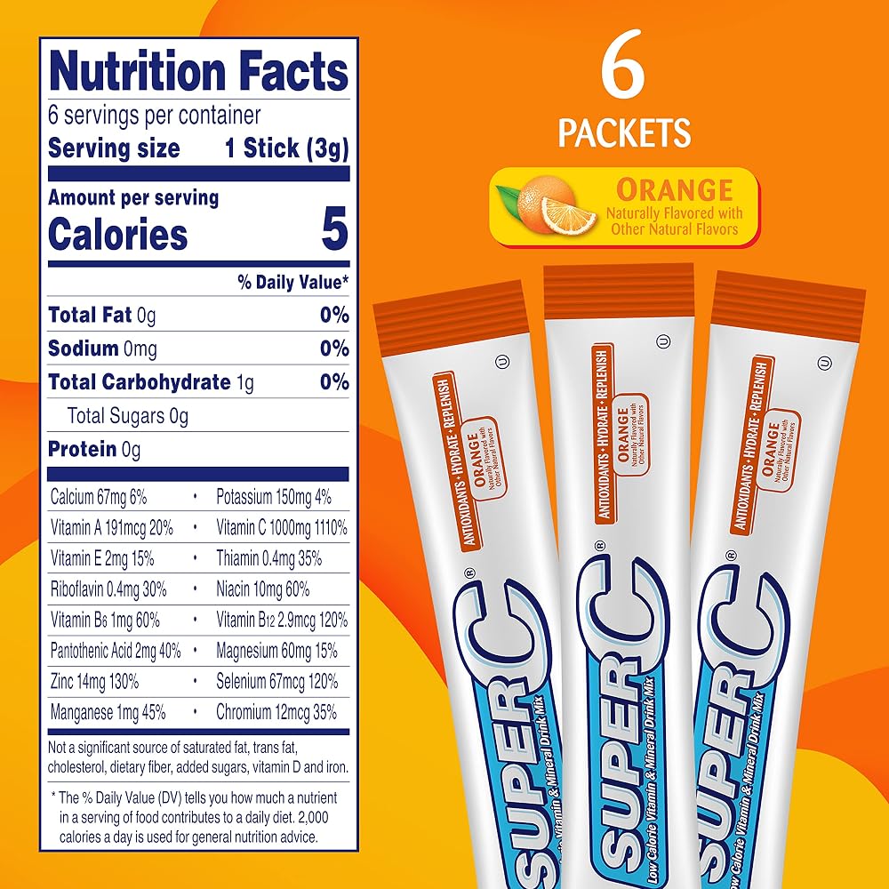 Super C Singles To Go Vitamin C Drink Mix Orange - 72 Packets - image 2
