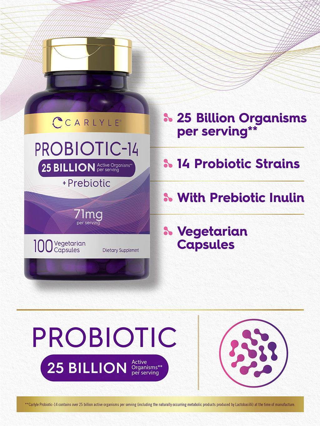 Carlyle Probiotics 25 Billion CFU with Prebiotics - 100 Capsules - image 3