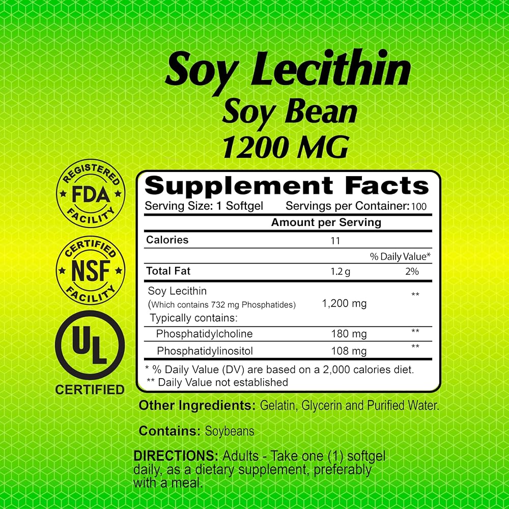 ALFA VITAMINS Soy Lecithin 1200 mg - 100 Softgels - image 2