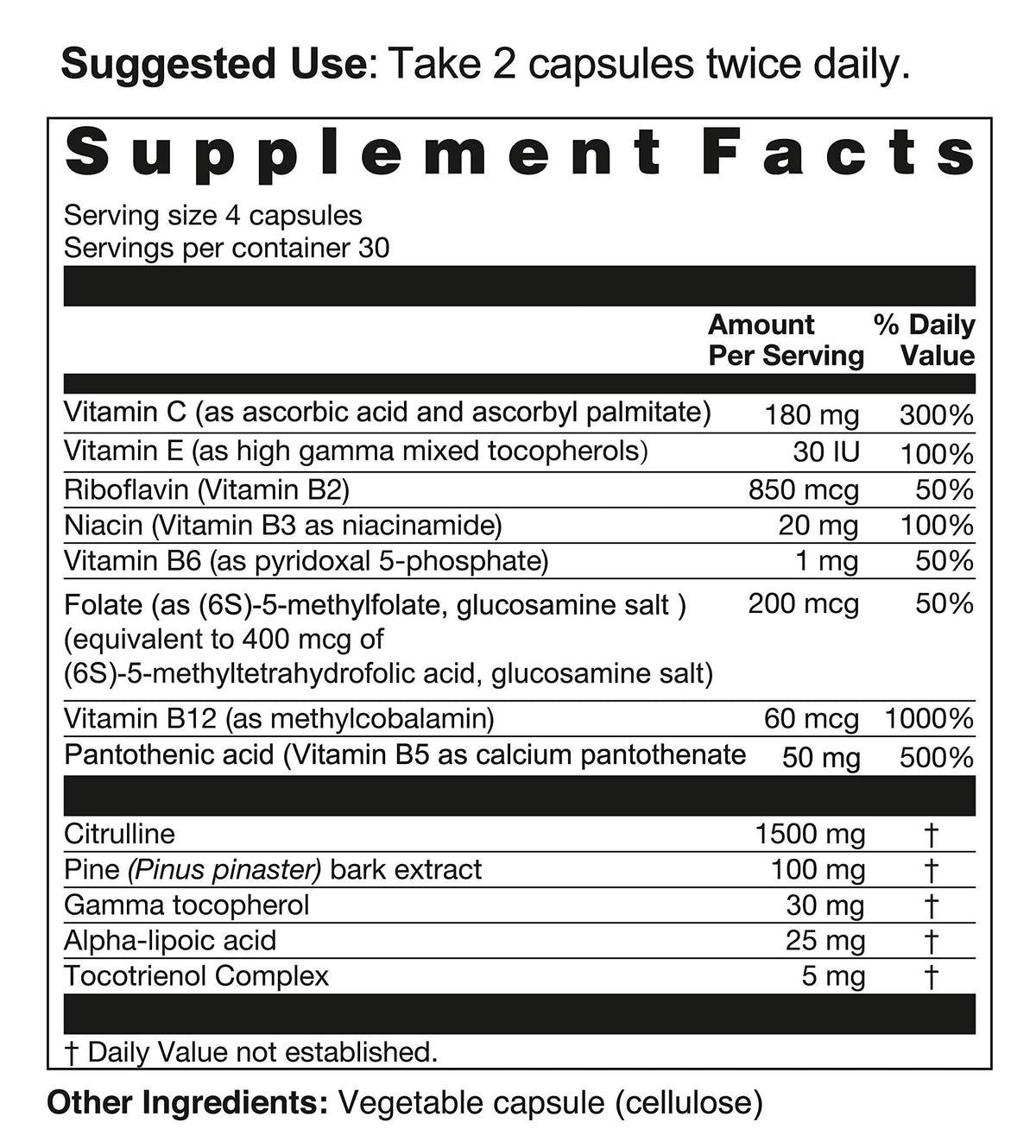 NutriCrafters Citrulline Cofactors Nitric Oxide Booster - 120 Capsules - image 2