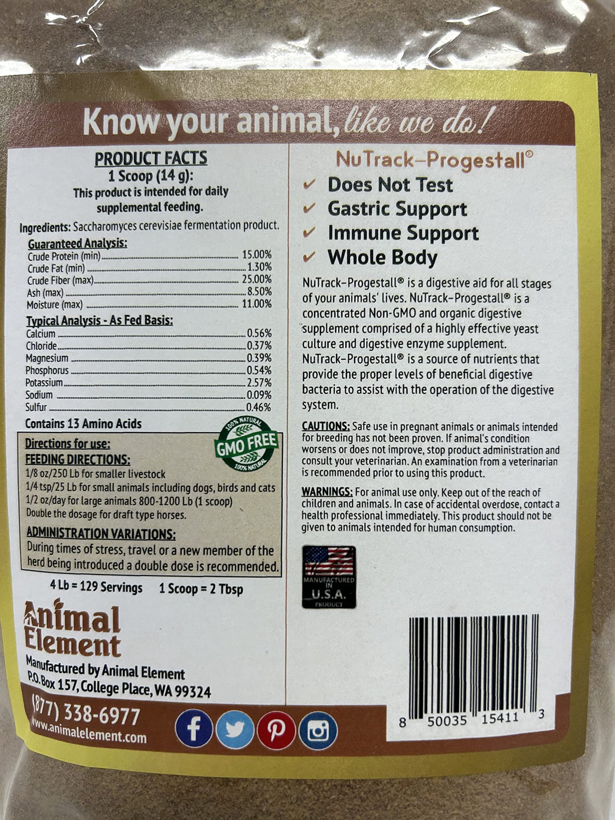 Animal Element NuTrack - Concentrated Digesive Enzyme Supplement