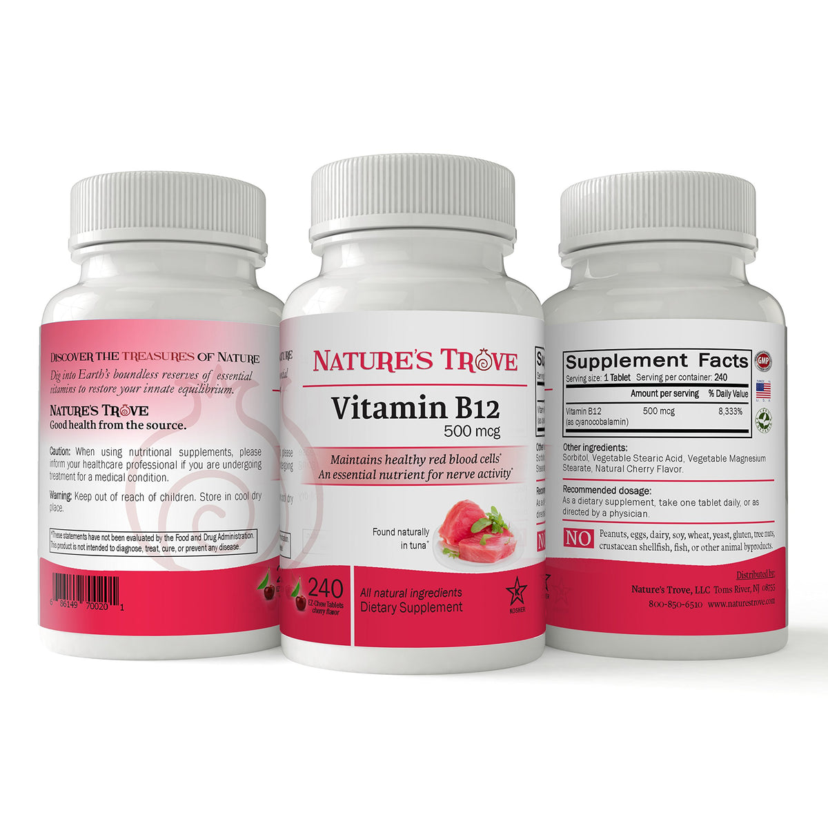 Nature's Trove Vitamin B12 500 mcg Chewable Tablets - 240 Tablets - image 3