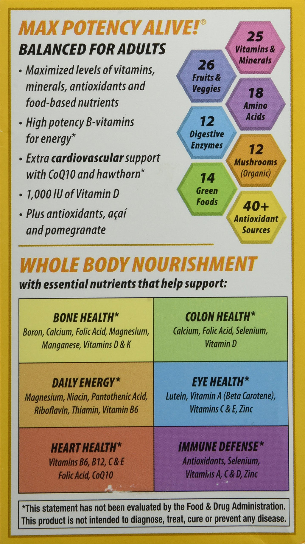 Nature's Way Alive! Max6 Daily Multivitamin Max Potency - 90 Vegetarian Capsules - image 2
