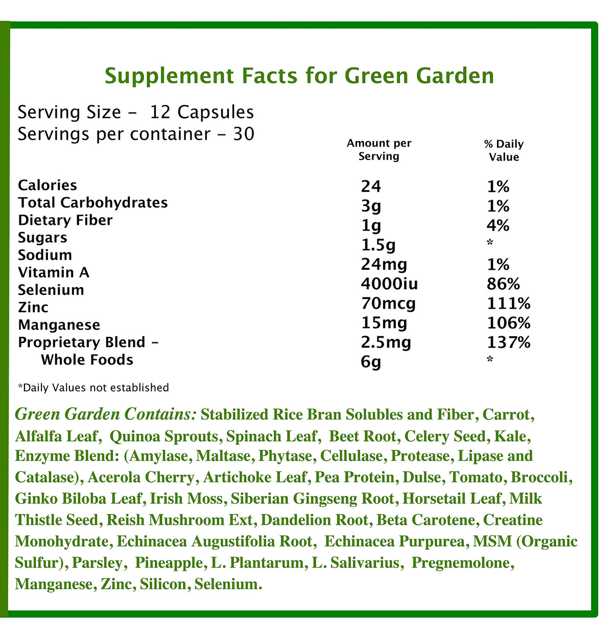 Frequency Foods Green Garden Caps - 360 Capsules - image 2
