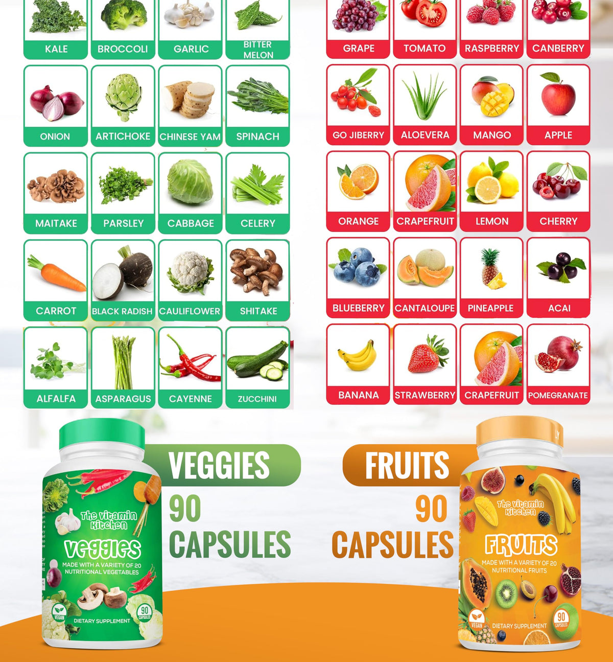 The Vitamin Kitchen Fruit and Veggie Supplements - 180 Capsules - image 3