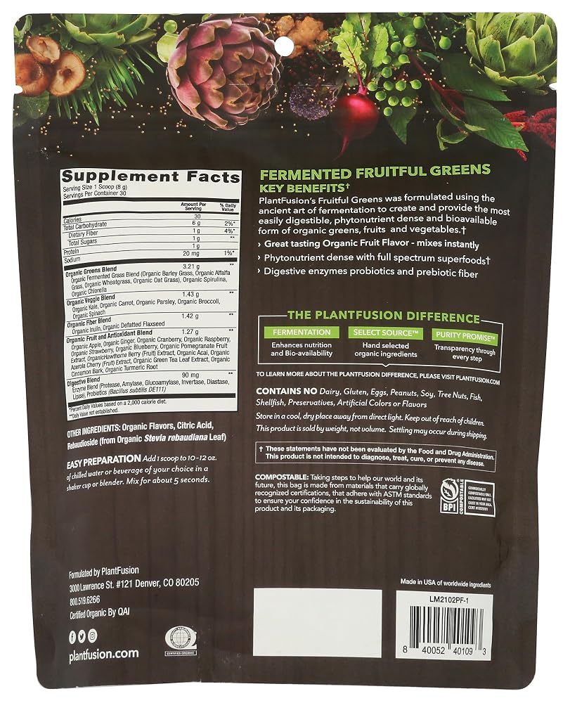 PlantFusion Organic Fermented Fruitful Greens Powder - 8.46 oz - image 3