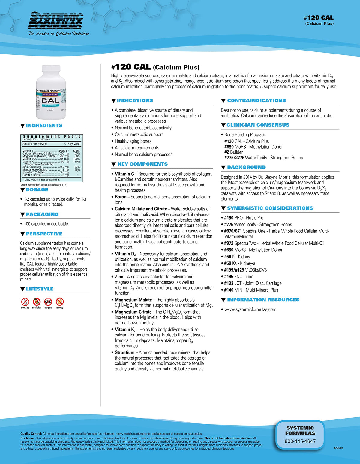 Systemic Formulas CAL Calcium Plus - 100 Capsules - image 2