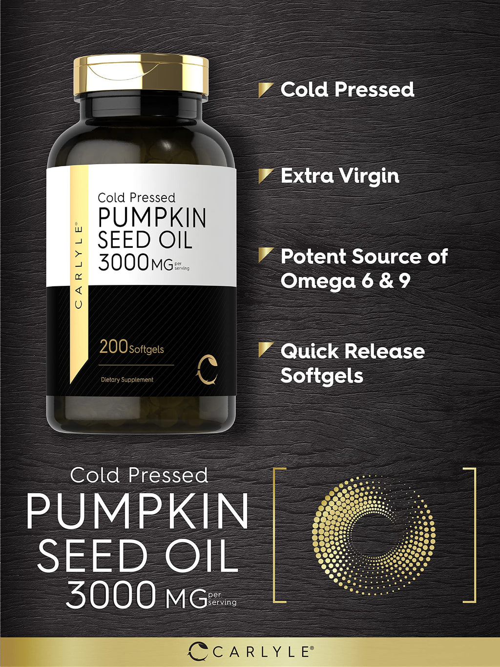 Carlyle Pumpkin Seed Oil 3000 mg - 200 Softgels - image 3