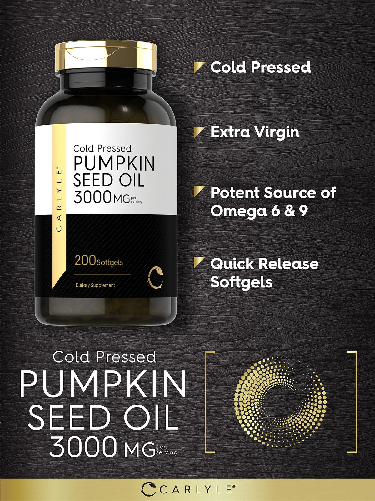Carlyle Pumpkin Seed Oil 3000 mg - 200 Softgels - image 3