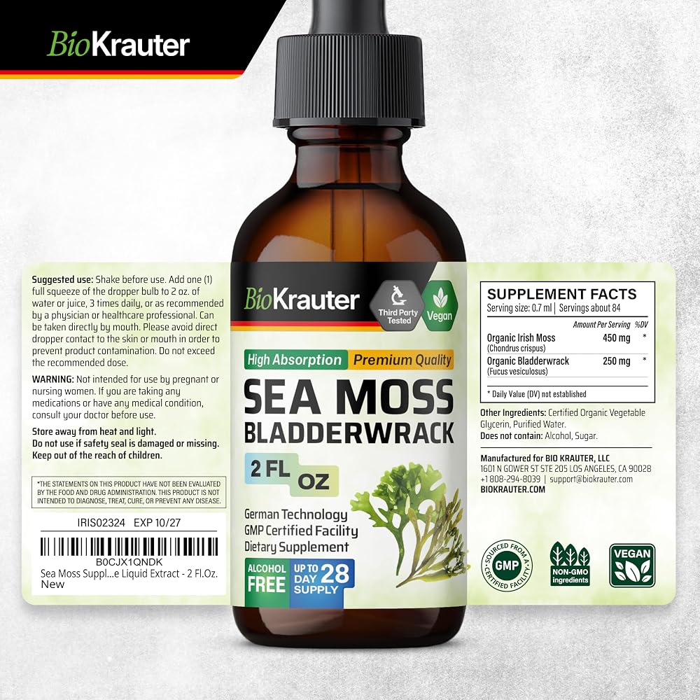 BIO KRAUTER Sea Moss Seaweed Supplement Drops - 2 Fl Oz - image 9