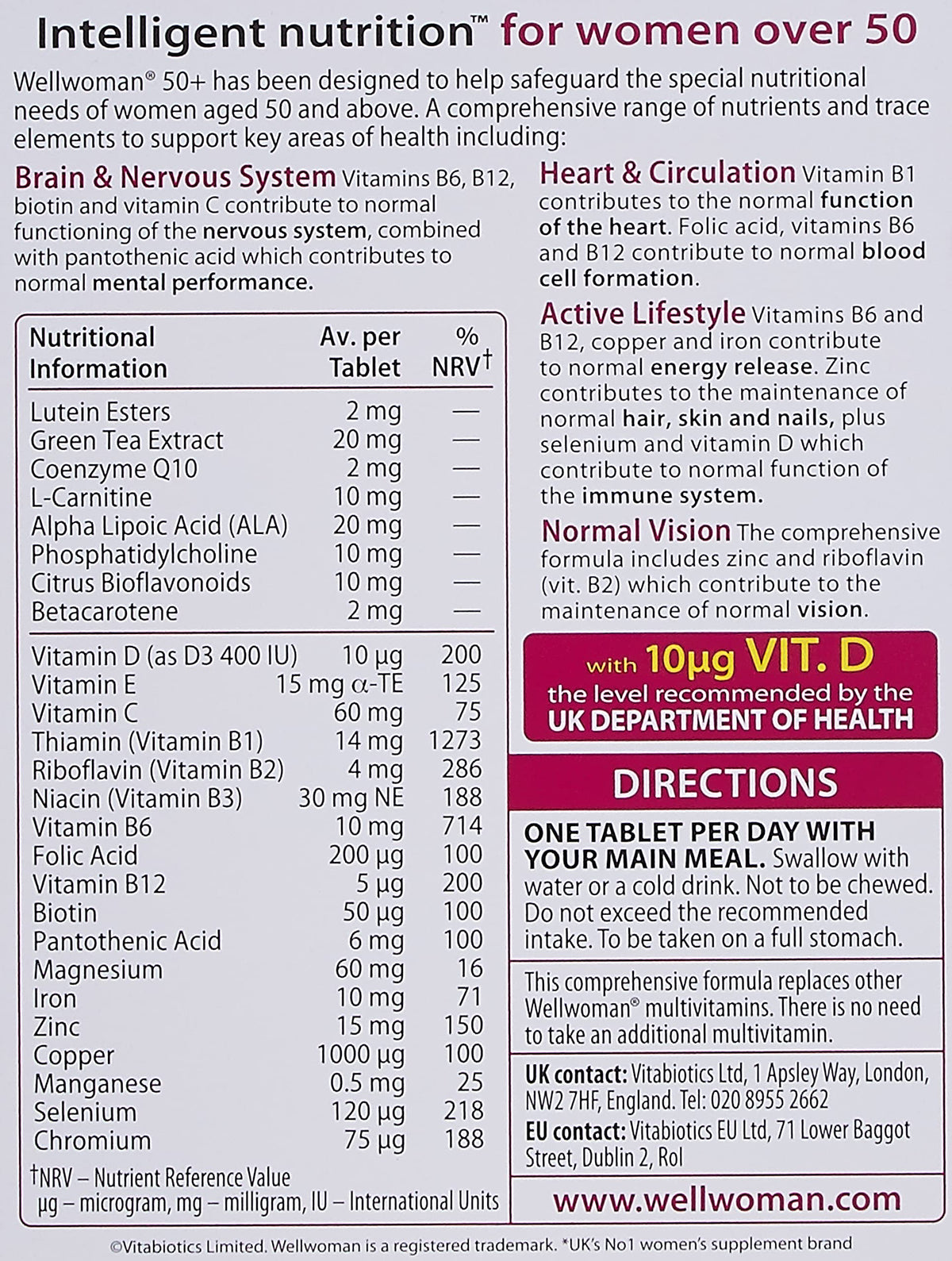 Wellwoman Vitabiotics 50+ Multivitamin - 30 Tablets - image 2