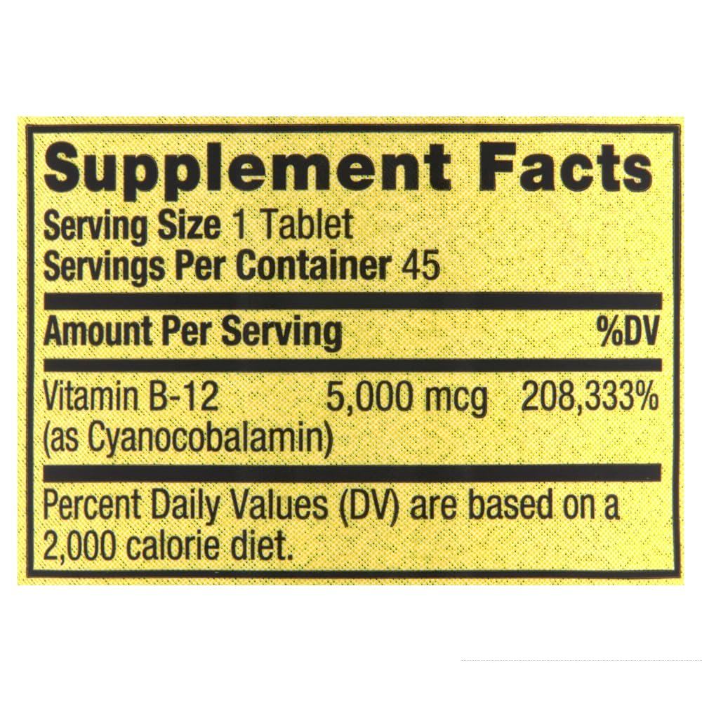 Spring Valley B12 5000mcg Methylcobalamin Sublingual Tablets - 45 Count - image 3