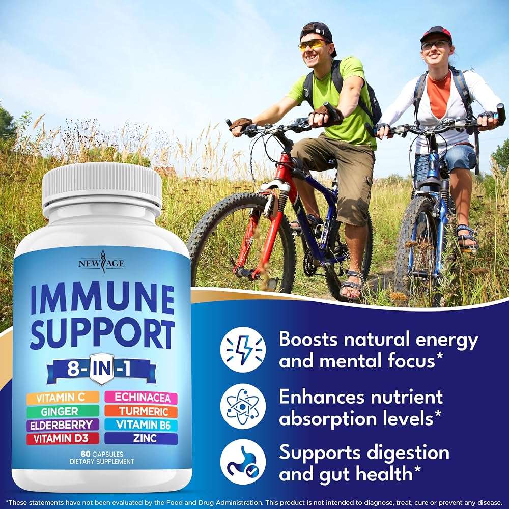 NEW AGE 8 in 1 Immune Support Booster with Echinacea & Zinc - 300 Capsules - image 4