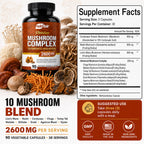 NutriFlair 10 Mushroom Complex Supplement 2600mg - 90 Capsules - image 2