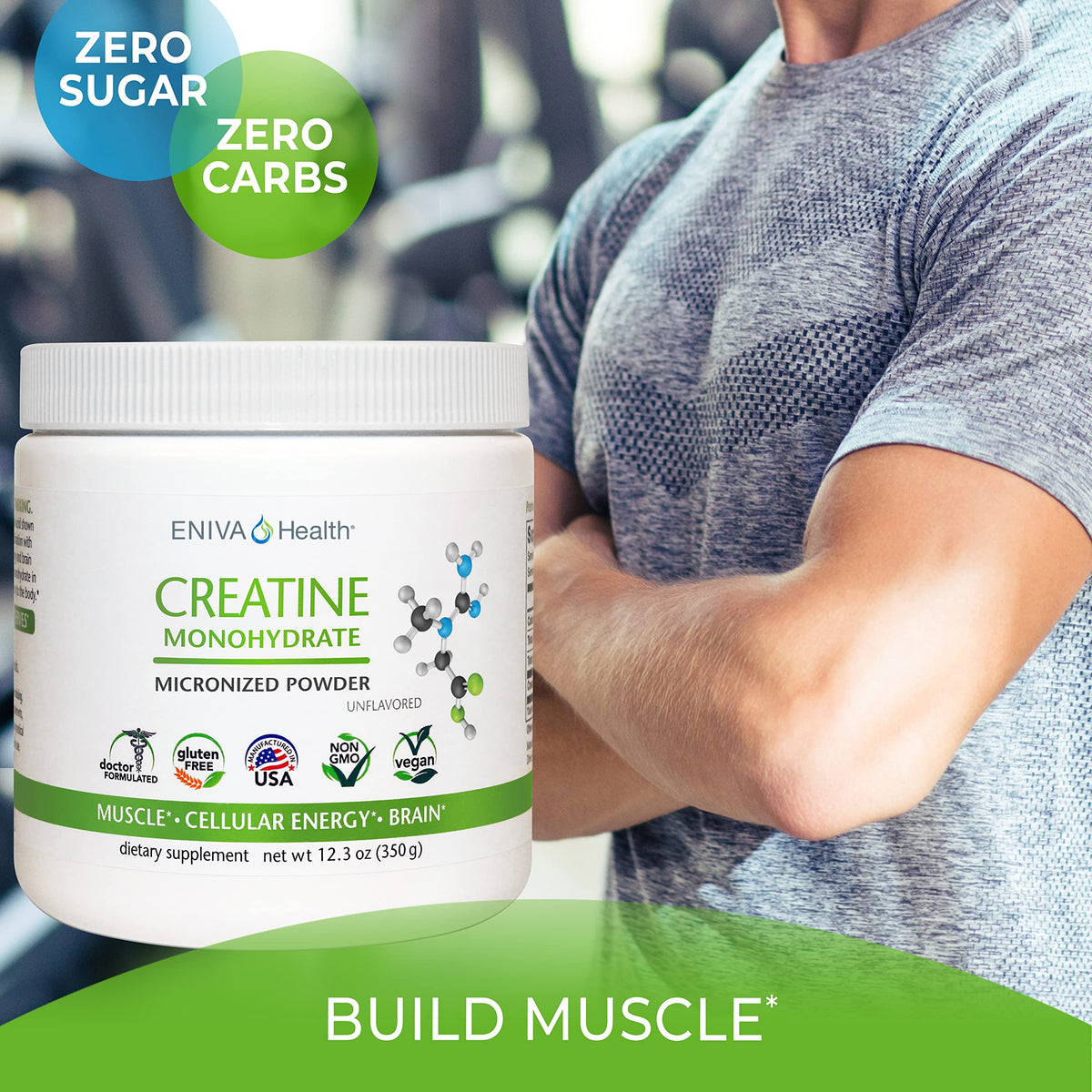 Eniva Creatine Monohydrate Powder Muscle Support - 70 Servings - image 4