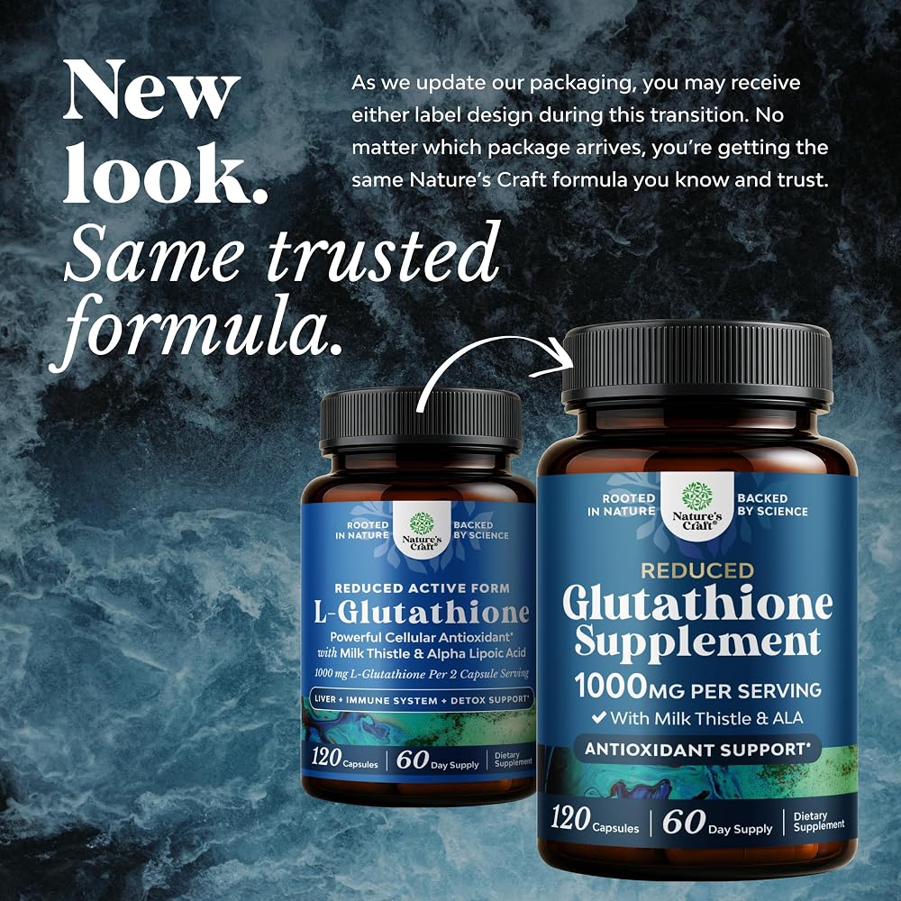 Natures Craft Reduced Glutathione 1000mg with Milk Thistle - 120 Capsules - image 2