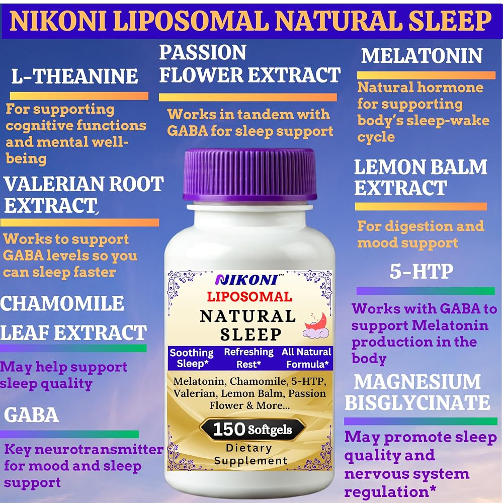 Nikoni Liposomal Natural Sleep Aid Supplement - 300 Softgels - image 5