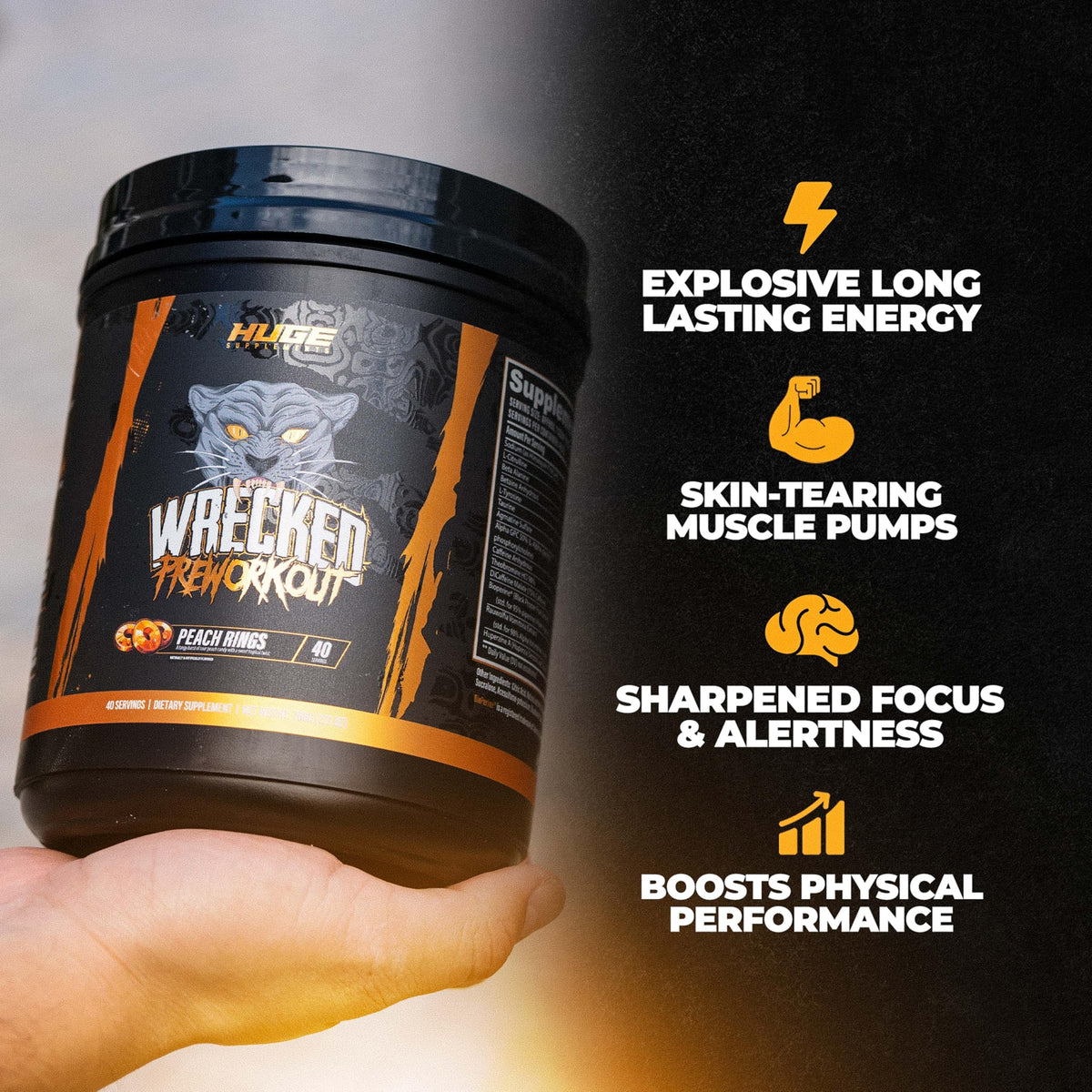 Huge Supplements Wrecked Pre Workout, Advanced Formula, Boosts