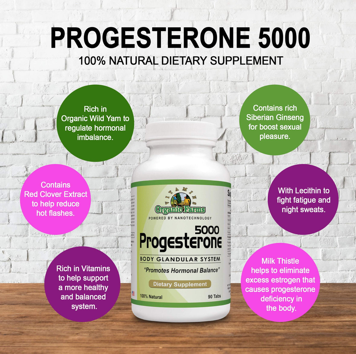 Organic Farms Vitamins Progesterone 5000 - 90 Tablets - image 3