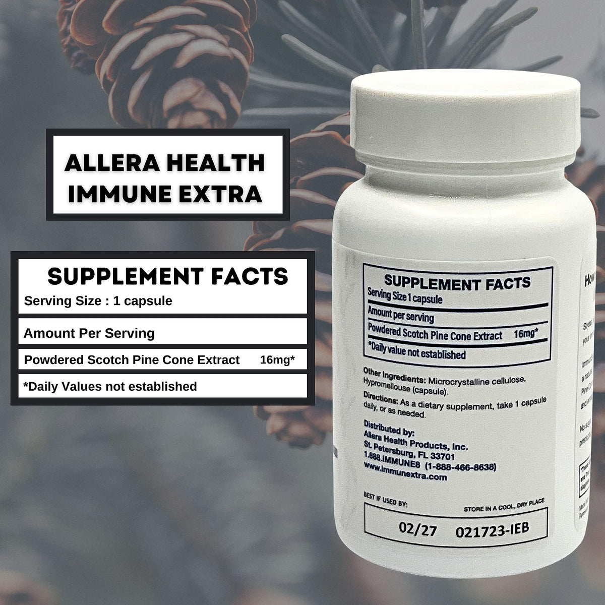 Allera Health Immune Extra Pine Cone Extract - 60 Capsules - image 2