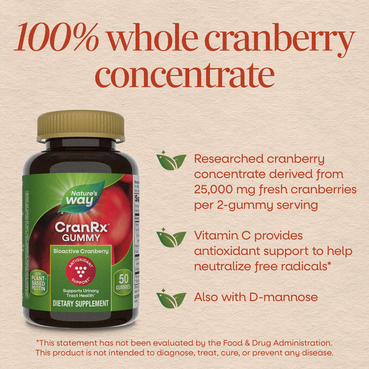 Nature's Way CranRx Cranberry Gummies for Urinary Tract Health - 60 Count - image 3