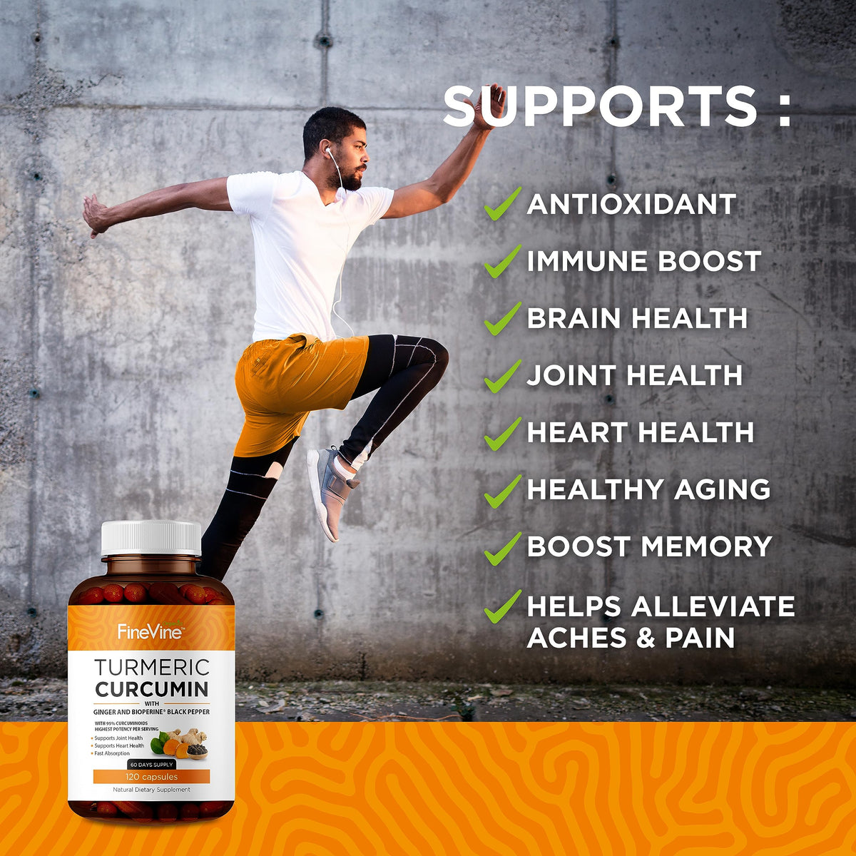 FineVine Organics Turmeric Curcumin with Black Pepper & Ginger - 120 Capsules - image 3
