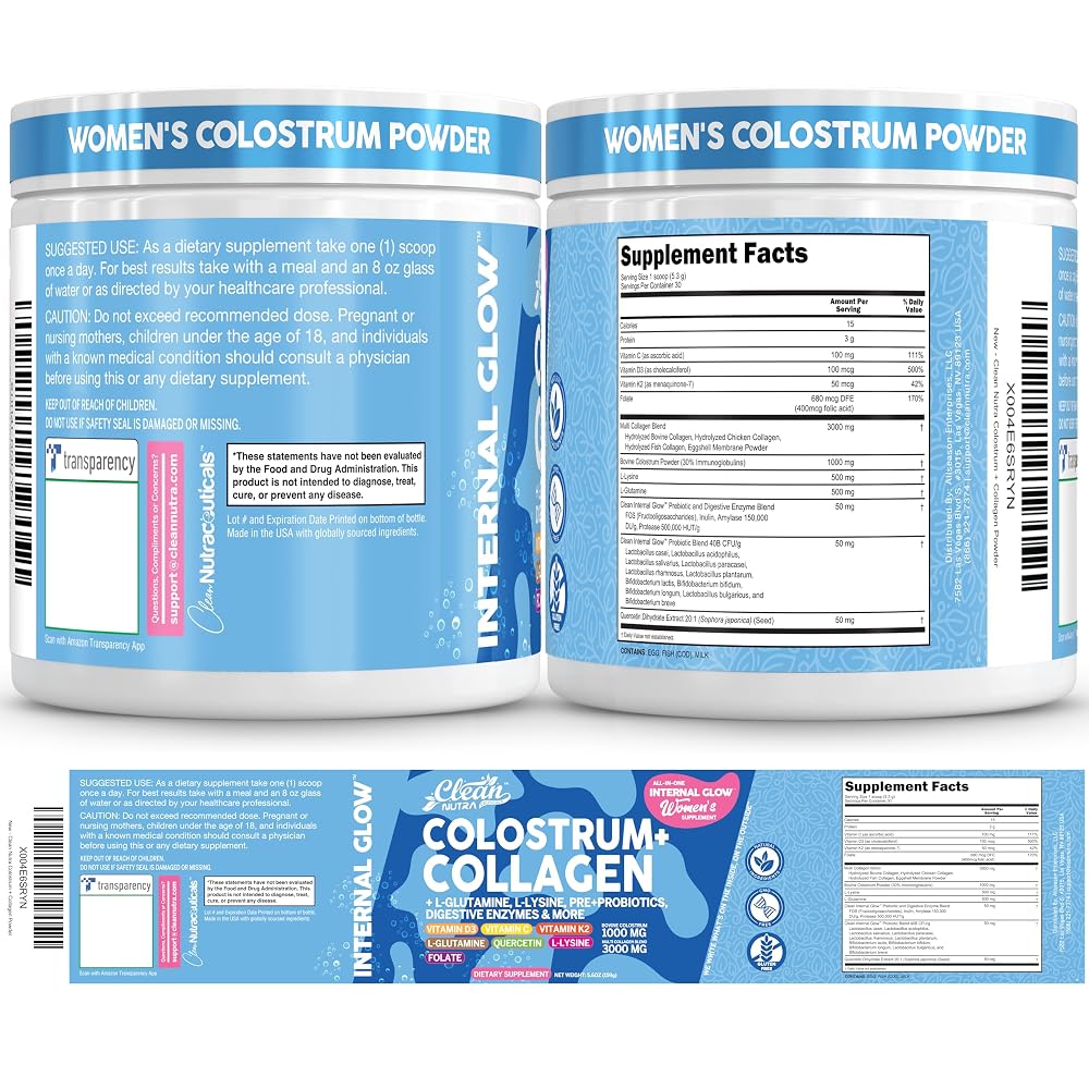 Clean Nutraceuticals Bovine Colostrum Powder with Collagen Peptides - 9.5 oz - image 5