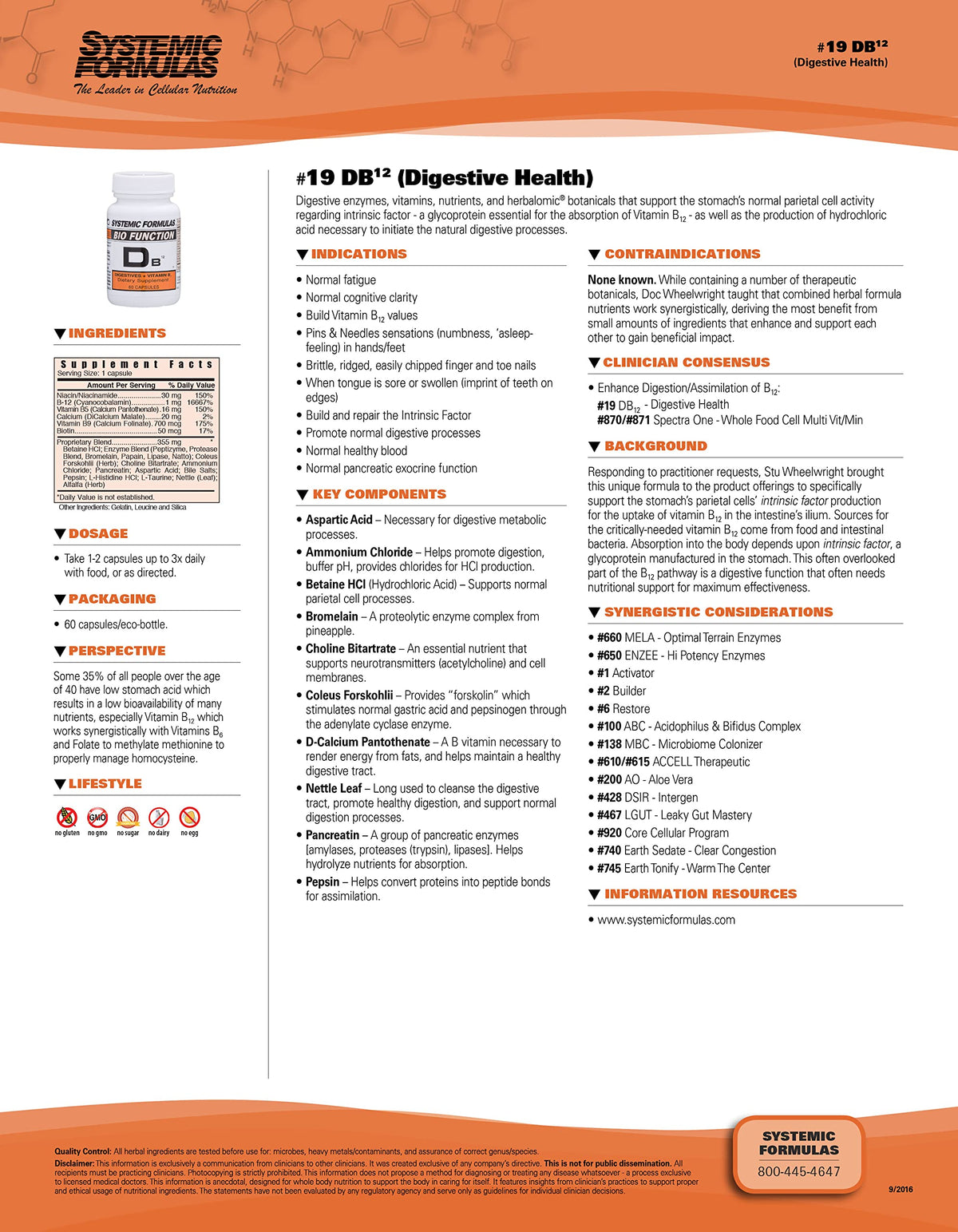 Systemic Formulas DB12 Digest Vitamin B12 - 60 Capsules - image 3
