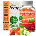 MonesAli Halal Prenatal Vitamins Gummies with Folic Acid & DHA - 90 Gummies
