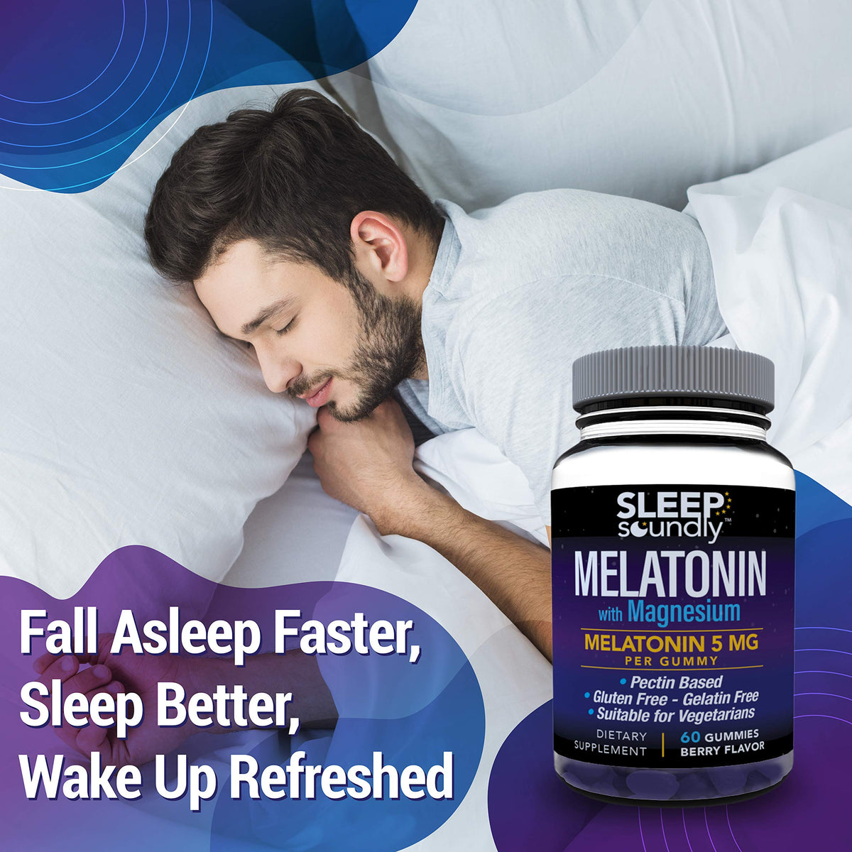 Sleep Soundly Melatonin and Magnesium Gummies 5 mg - 60 Gummies - image 4