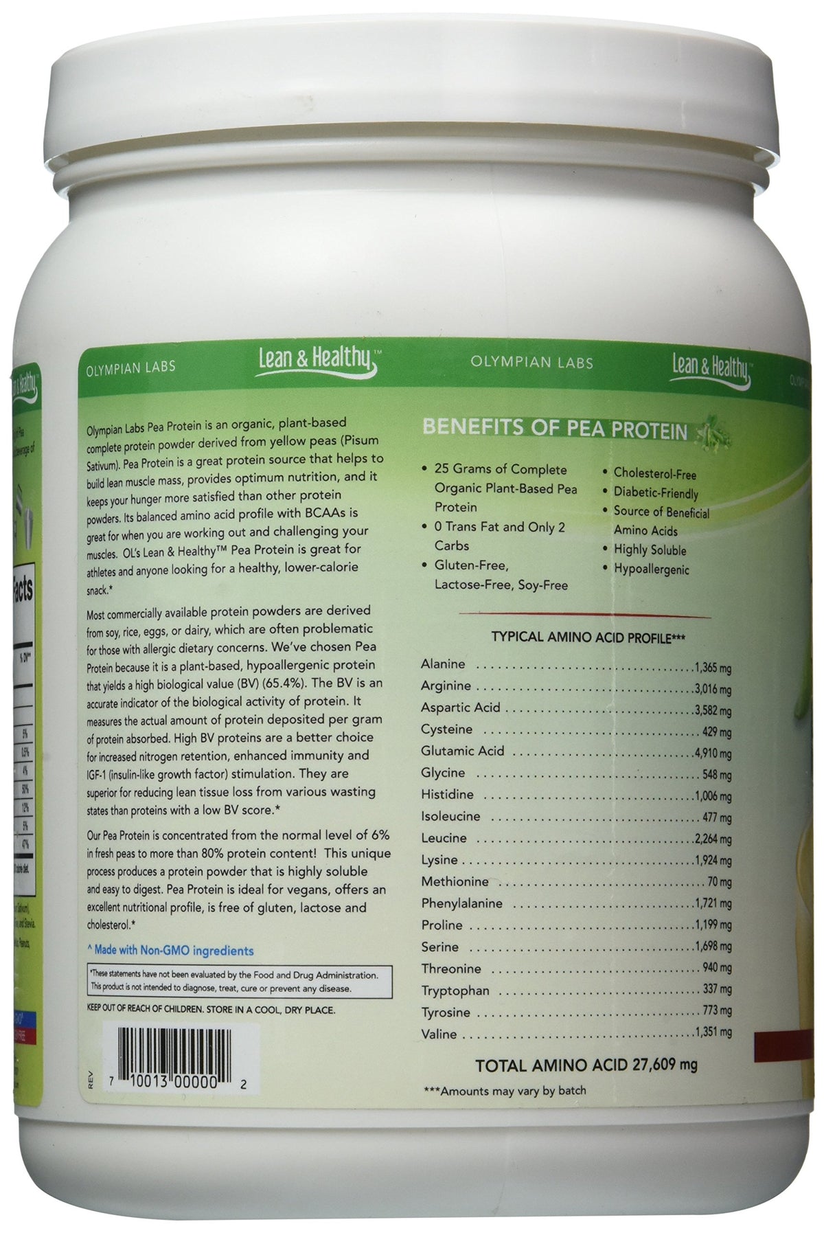 Olympian Labs Vanilla Pea Protein Powder - 494g - image 2
