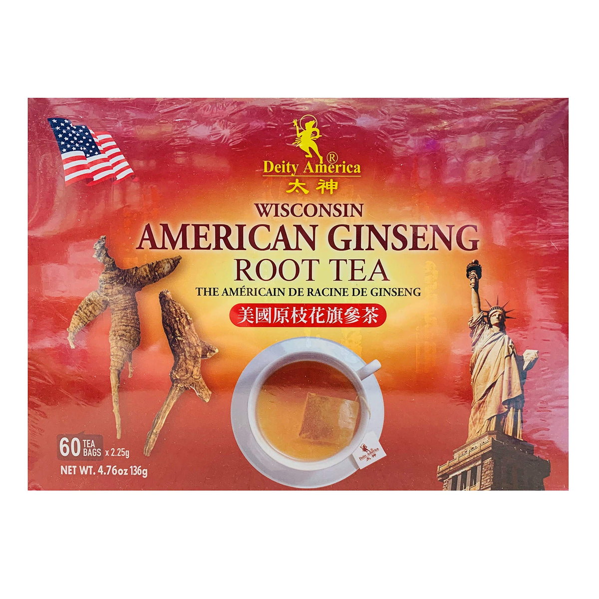 Deity America Wisconsin American Ginseng Root Tea - 60 Teabags