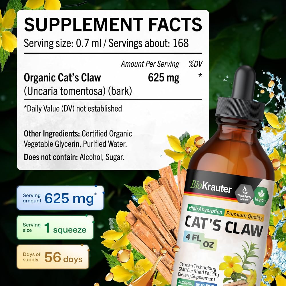 BIO KRAUTER Cat's Claw Tincture for Mobility & Antioxidant Support - 4 Fl Oz - image 4