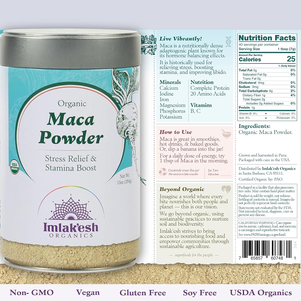 Imlak'esh Organics Maca Root Powder Energy & Hormone Balance - 10oz - image 8