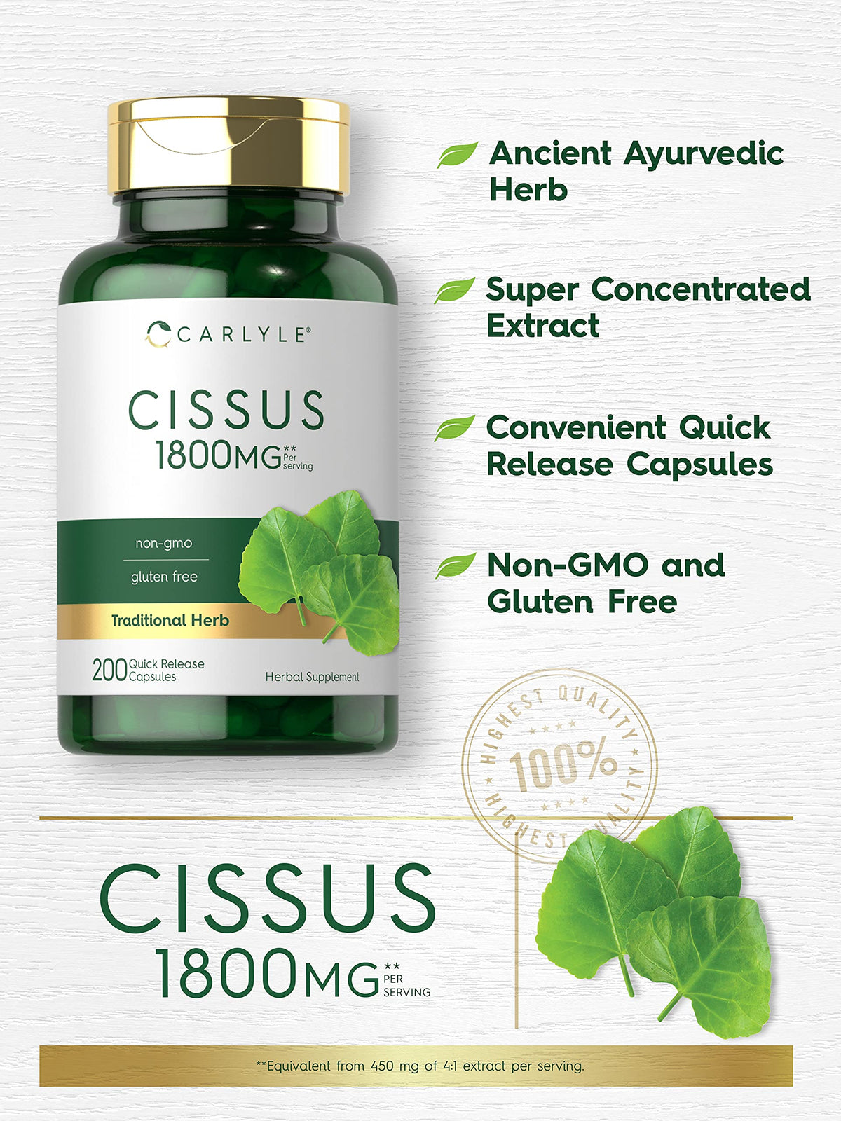 Carlyle Cissus Quadrangularis - 200 Capsules - image 3