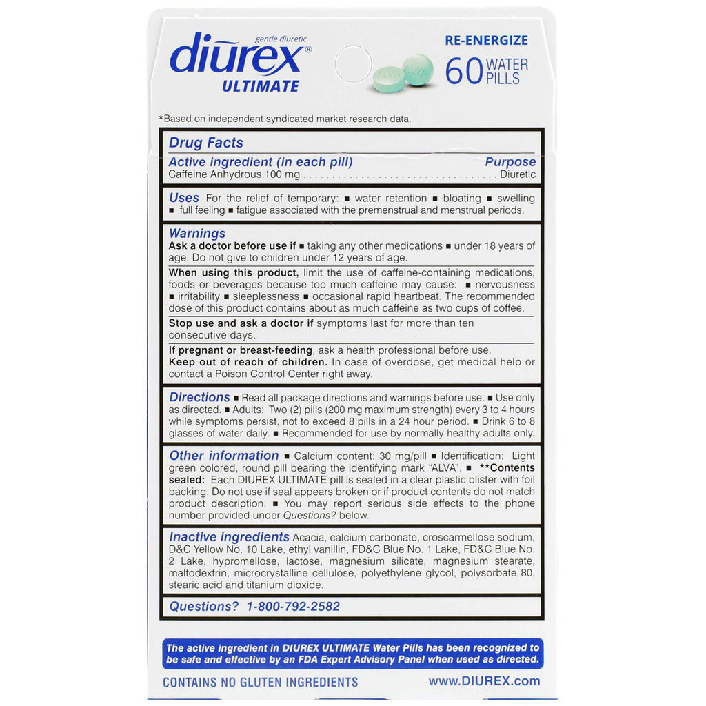 Diurex Bloat Reliever Water Bloat & Puffiness - 60 Tablets - image 7
