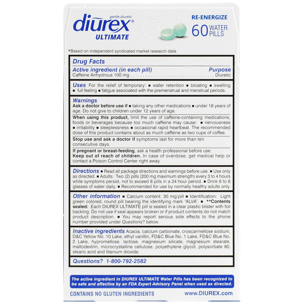 Diurex Bloat Reliever Water Bloat & Puffiness - 60 Tablets - image 7