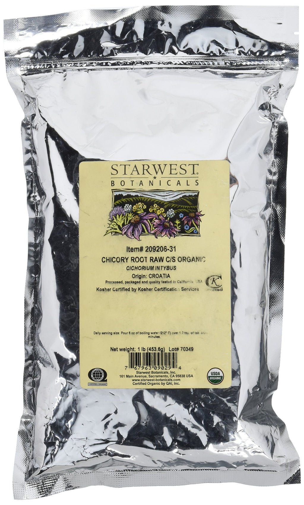 Starwest Botanicals Organic Chicory Root Raw Cut & Sifted - 1 lb