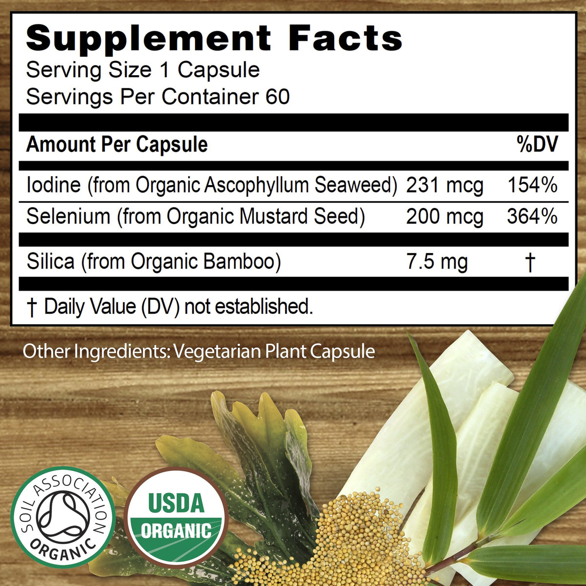 Earthier Organic Selenium 200 mcg with Iodine and Silica - 60 Softgels - image 2