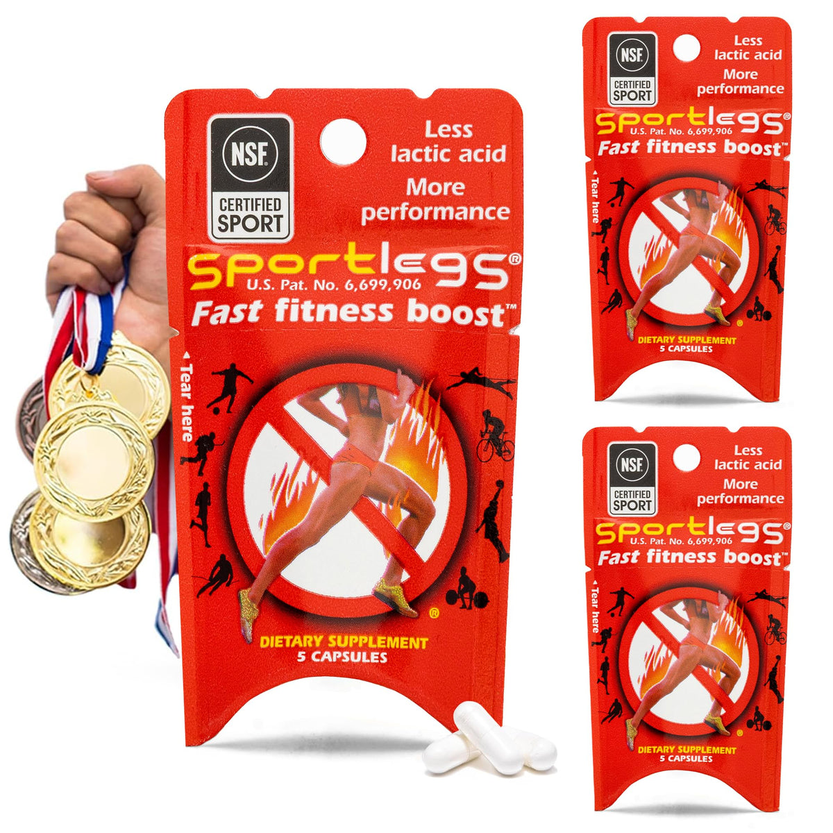 SPORTLEGS Lactate Fuel Pre-Workout Training Aid - 15 Capsules