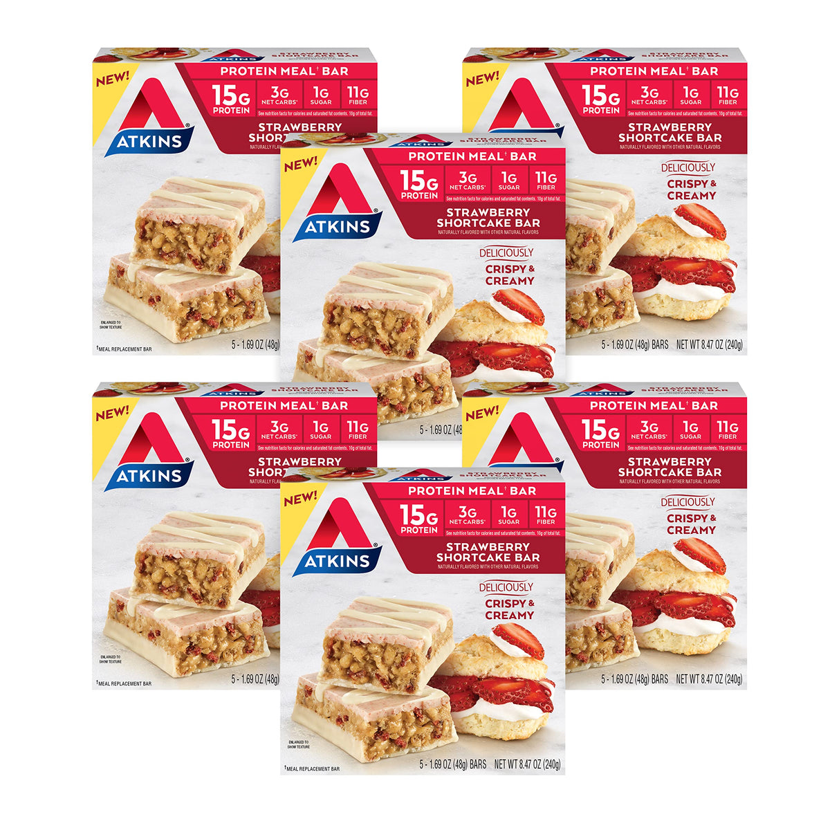 Atkins Strawberry Shortcake Protein Meal Bar - 30 Count