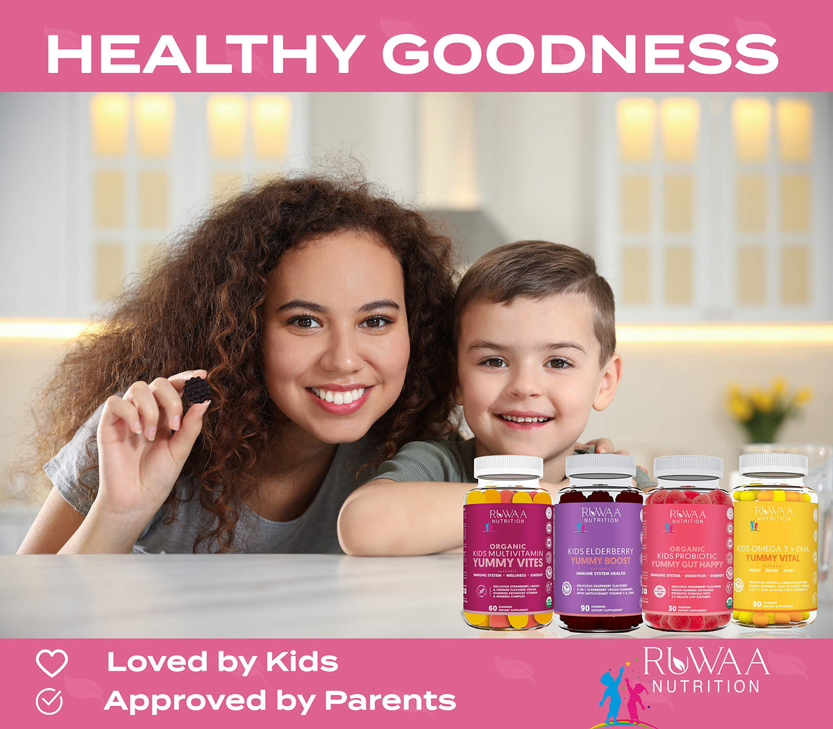 RUWAA NUTRITION Sambucus Elderberry Gummies for Kids with Zinc