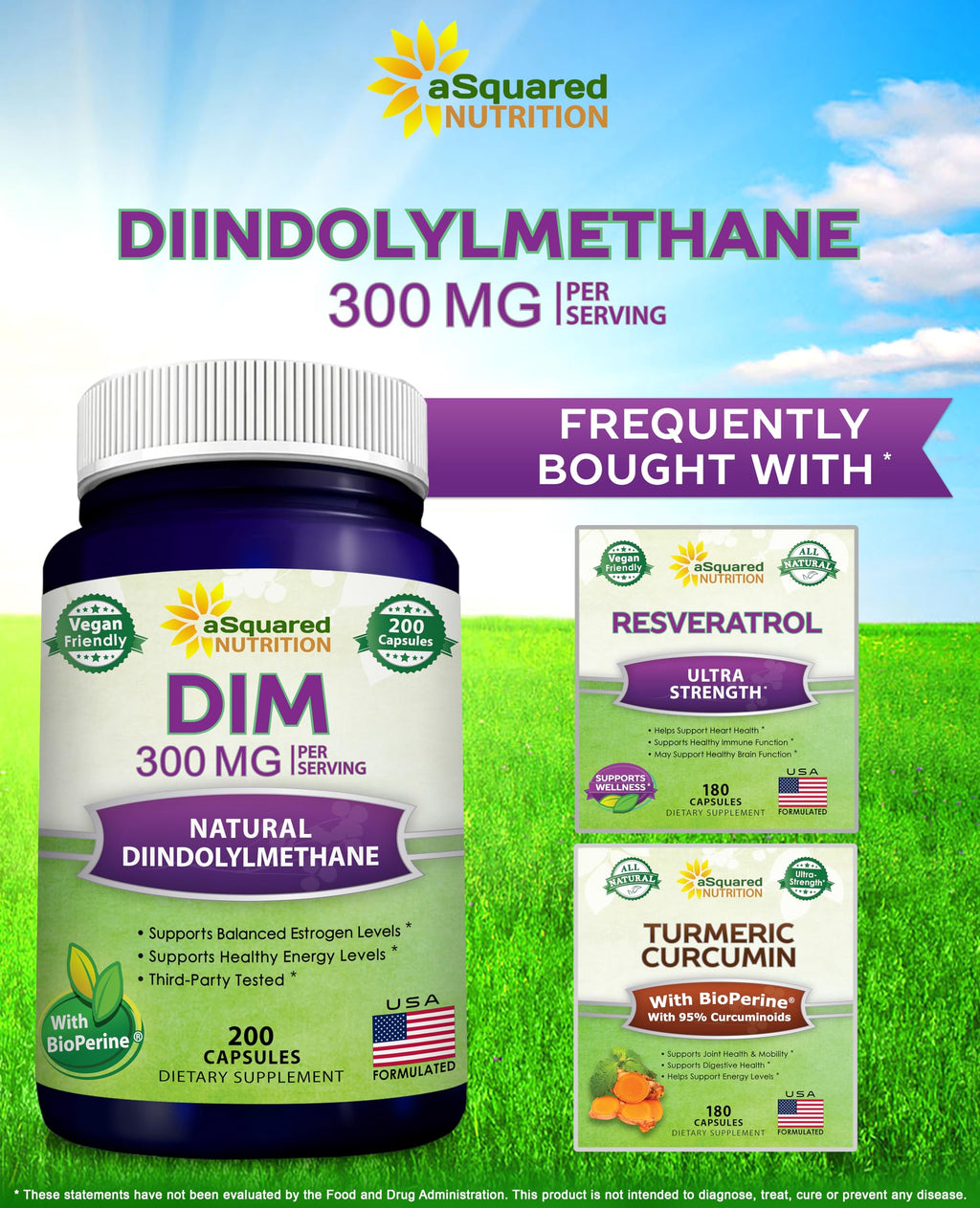 aSquared Nutrition DIM Supplement 300mg - 200 Vegetarian Capsules - image 7