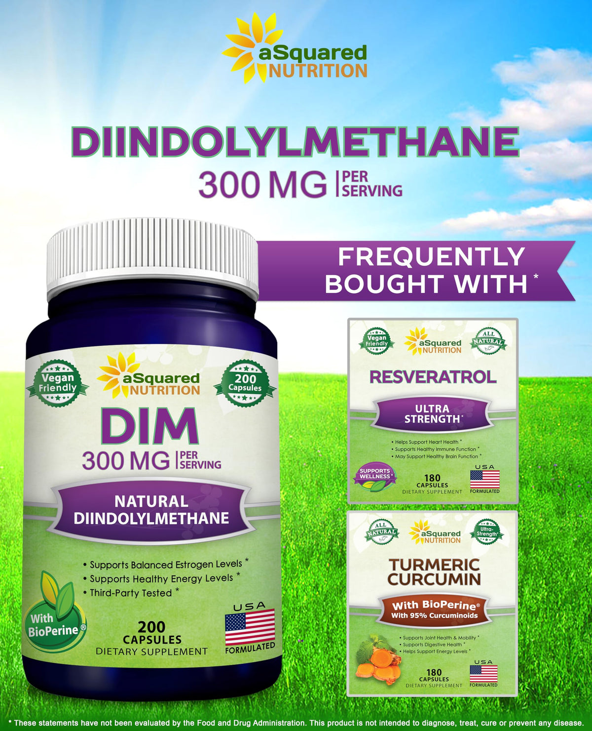 aSquared Nutrition DIM Supplement 300mg - 200 Vegetarian Capsules - image 7