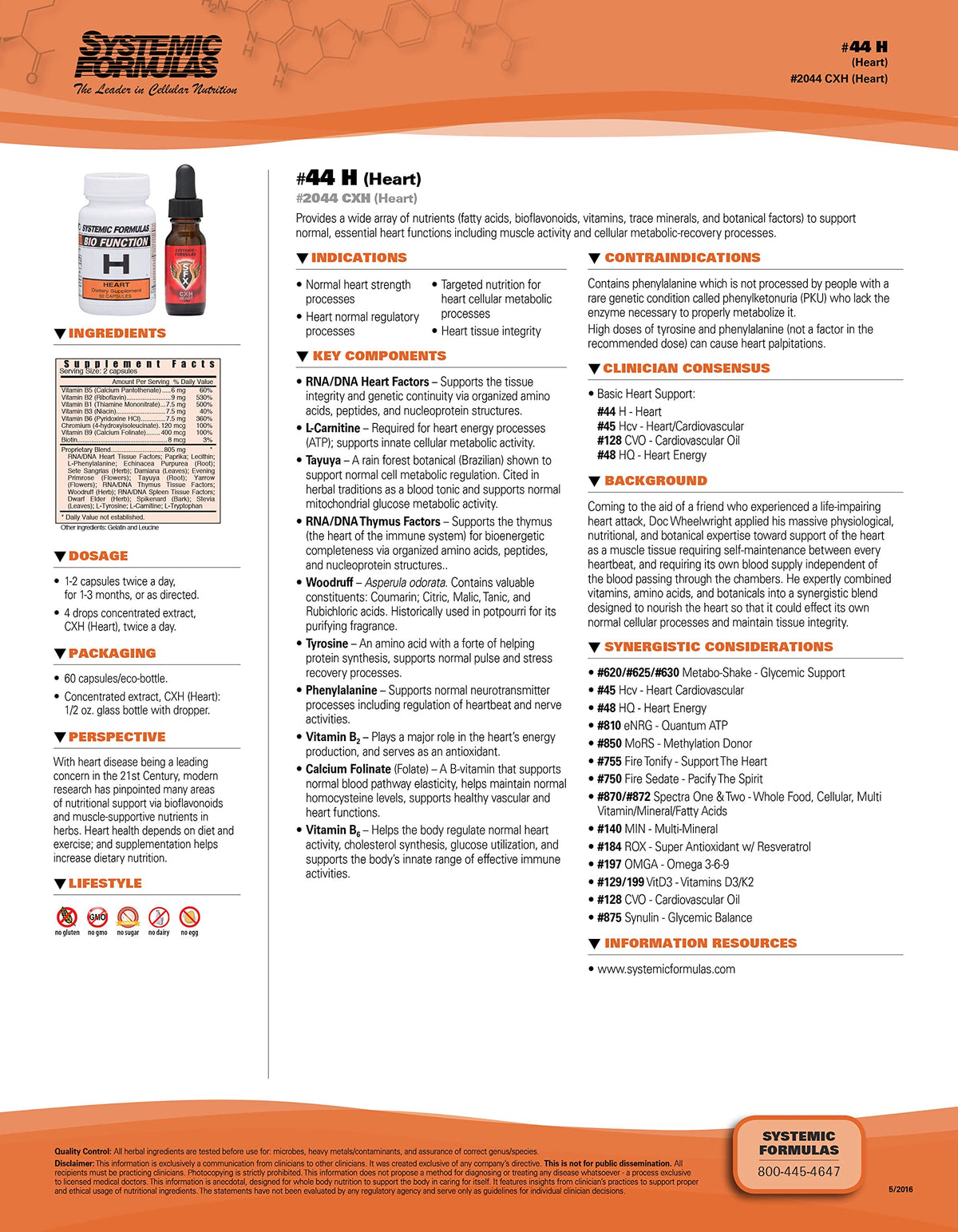 Systemic Formulas #44 H Heart Health Support - 60 Capsules - image 2