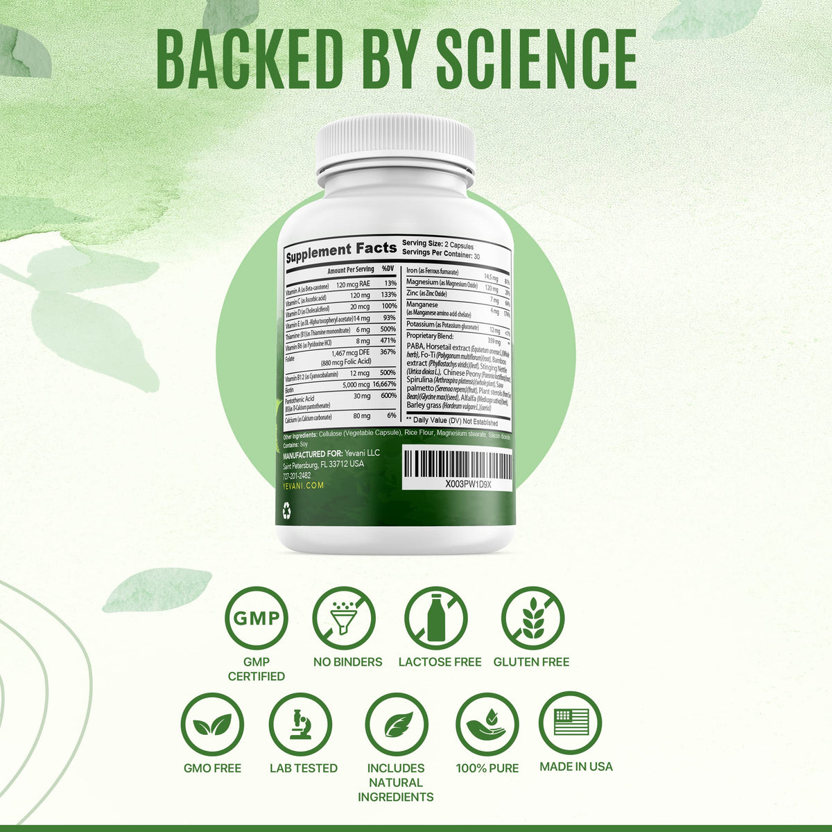 YEVANI Hair, Skin and Nails Biotin Vitamins - 60 Capsules - image 3