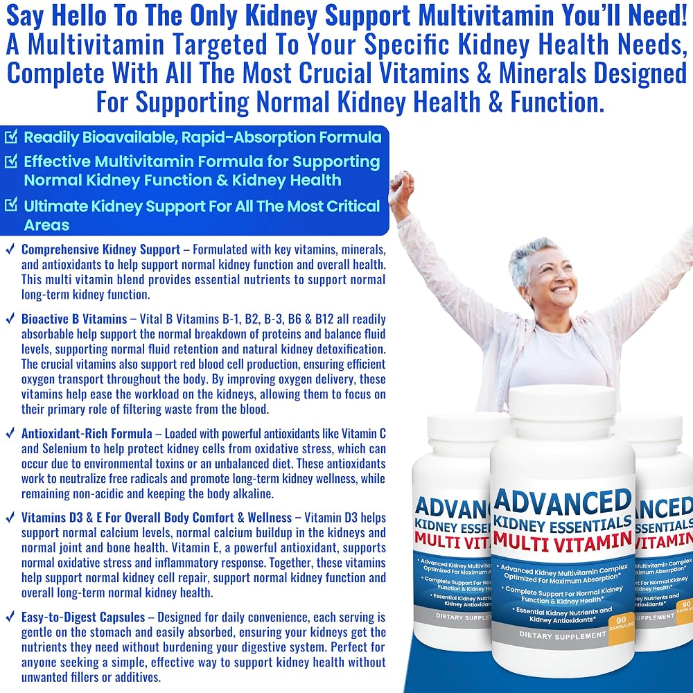 Advanced Kidney Essentials Multivitamin. Kidney Support Supplement