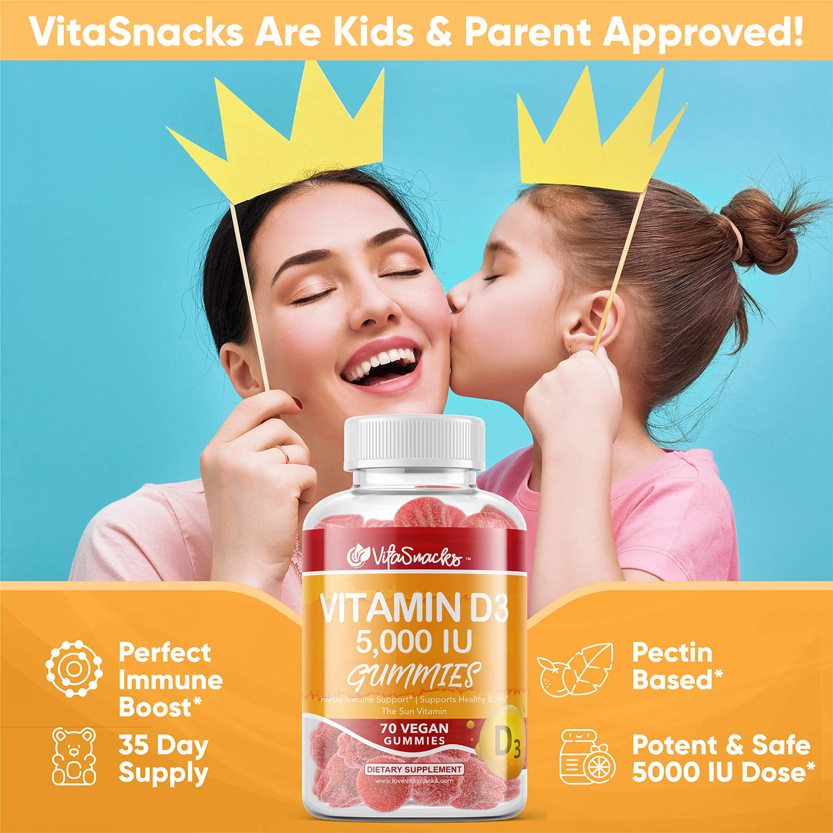 VitaSnacks Vitamin D3 5000 IU Gummies Immune Support - 70 Count - image 5