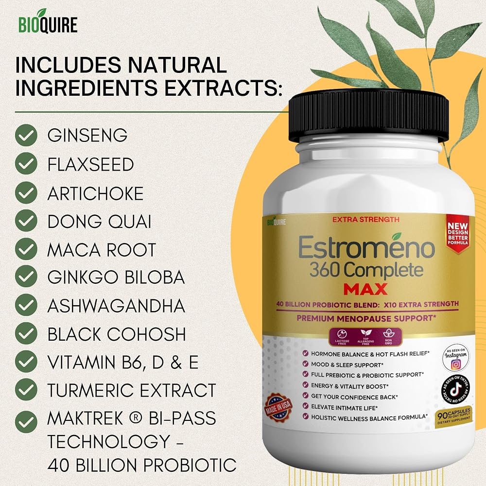 BIOQUIRE Estromeno 360 Complete Max Menopause Support - 60 Capsules - image 5
